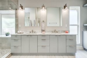 Bathroom remodel Keller - NOMI luxury bathroom design and remodel Keller Tx double vanity